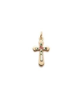 Cross/Cloisonne Cross Necklace - Gold-Filled Pendant on 18 Gold-Plated Chain SX8060GH
