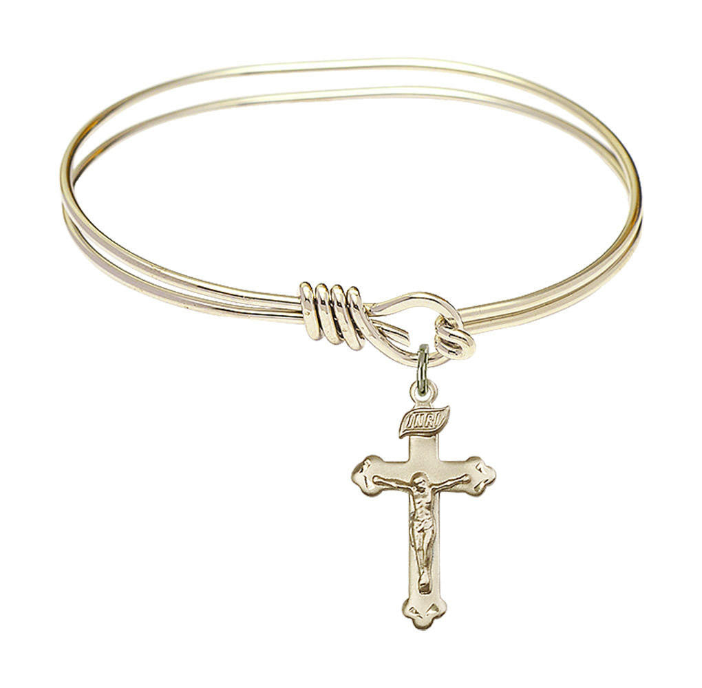 Crucifix Eye Hook Bangle Bracelet - Gold-Filled Charm 0669GF