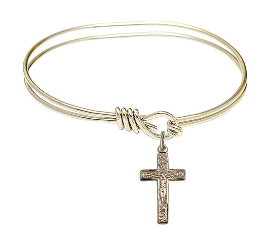 Crucifix Eye Hook Bangle Bracelet - Gold-Filled Charm 0672GF