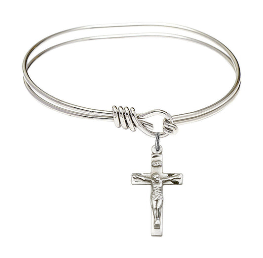Crucifix Eye Hook Bangle Bracelet - Sterling Silver Charm 0001SS