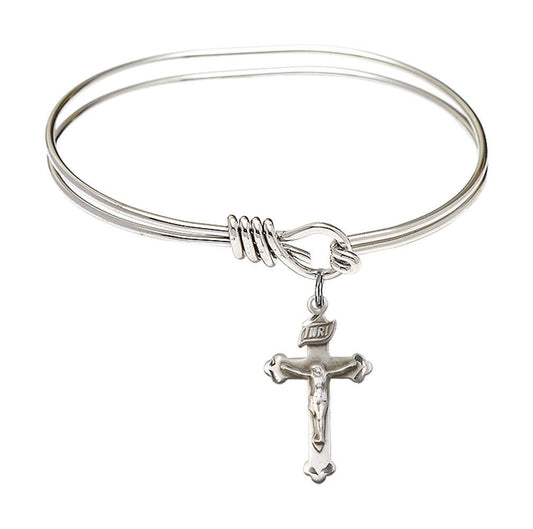 Crucifix Eye Hook Bangle Bracelet - Sterling Silver Charm 0669SS