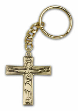 Crucifix Keychain - Gold Finish