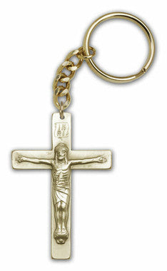 Crucifix Keychain - Gold Finish 5866SRCG