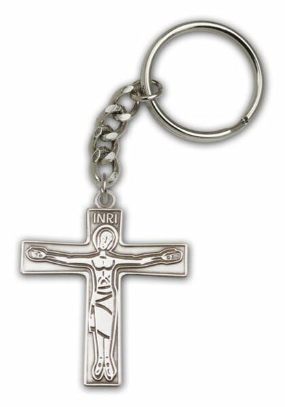 Crucifix Keychain - Silver Finish
