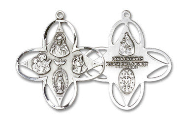 Cut Out 4-Way Medal - Sterling Silver 1 1/4" x 1 1/8" Pendant (0039SS)