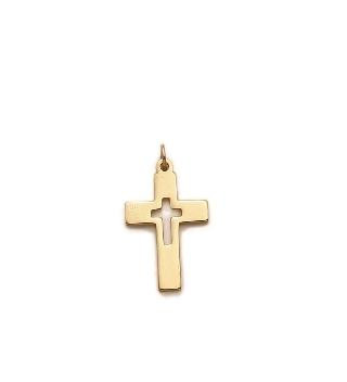 Cut Out Cross Necklace - Gold-Filled Pendant on 18" Gold-Plated Chain (SX0879GH)