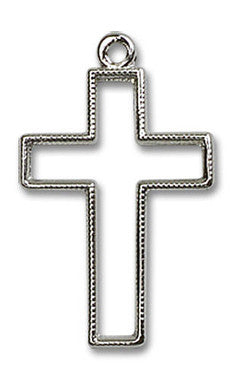 Cut Out Cross Pendant - Sterling Silver 7/8" x 1/2" (1708SS)