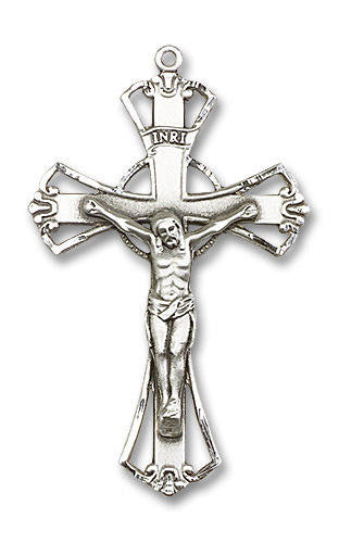 Cut Out Crucifix Pendant - Sterling Silver 1 3/4 x 1 1/8 0643SS