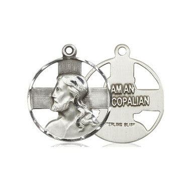 Cut Out Episcopalian Head of Christ Pendant - Sterling Silver 7/8" x 3/4" (4221EPISSS)