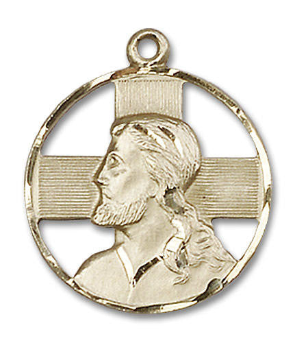 Cut Out Head of Christ Pendant - 14kt Gold 7/8 x 3/4 4221