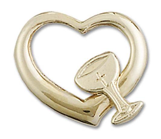 Cut Out Heart and Chalice Pendant Charm - 14kt Gold 4205