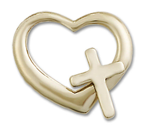 Cut Out Heart and Cross Pendant - 14kt Gold 4207