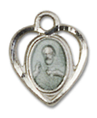 Cut Out Heart Shaped Blue Scapular Pendant Charm - Sterling Silver (5402ESS)
