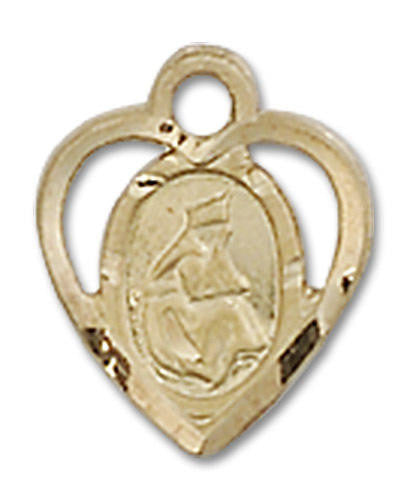 Cut Out Heart Shaped Our Lady of La Salette Pendant Charm - 14kt Gold 5412
