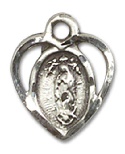 Cut Out Heart Shaped Our Lady of La Salette Pendant Charm - Sterling Silver 5412SS