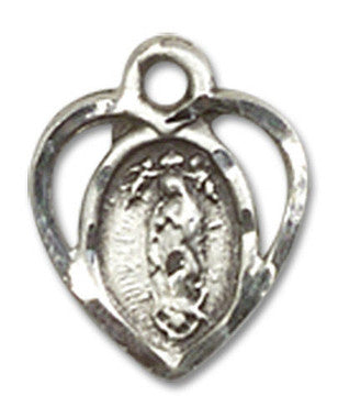 Cut Out Heart Shaped Our Lady of La Salette Pendant Charm - Sterling Silver (5412SS)