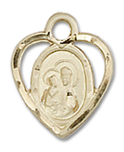Cut Out Heart Shaped Our Lady of Perpetual Health Pendant Charm - 14kt Gold 5410