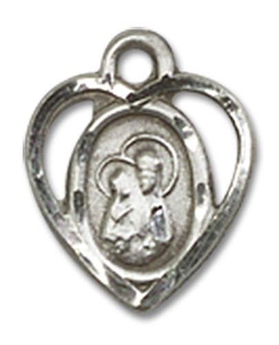 Cut Out Heart Shaped Our Lady of Perpetual Health Pendant Charm - Sterling Silver 5410SS
