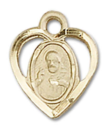 Cut Out Heart Shaped Scapular Pendant Charm - 14kt Gold 5402