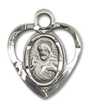 Cut Out Heart Shaped Scapular Pendant Charm - Sterling Silver (5402SS)