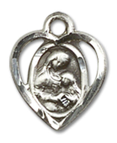 Cut Out Heart Shaped St Ann Pendant Charm - Sterling Silver 5405SS