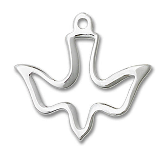 Cut Out Holy Spirit Dove Pendant - Sterling Silver 3/4 x 3/4 1510SS