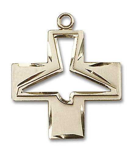 Cut Out Holy Spirit Large Cross Pendant - 14kt Gold 1 1/8 x 1 6080