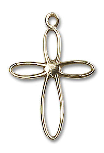 Cut Out Loop Cross Pendant - 14kt Gold 7/8 x 1/2 1707