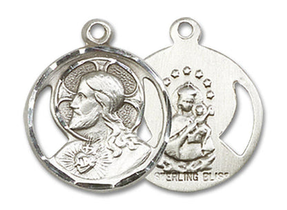 Cut Out Scapular Medal - Sterling Silver 5/8 x 1/2 Round Pendant 0611SS