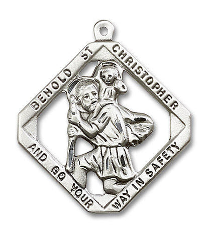 Cut Out St Christopher Pendant - Sterling Silver 1 3/4 x 1 1/2 5628SS