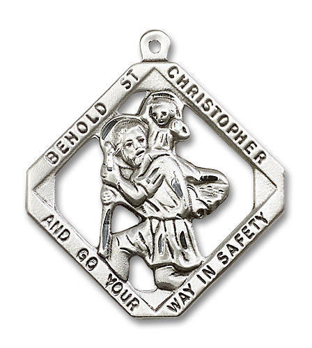 Cut Out St Christopher Pendant - Sterling Silver 1 3/4 x 1 1/2 5628SS