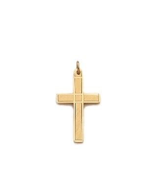 Diamond Cut Cross Necklace - Gold-Filled Pendant on 18