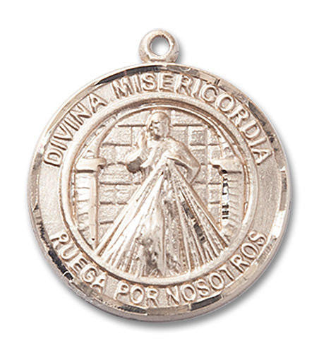 Divina Misericordia Medal - 14kt Gold Round Pendant 2 Sizes