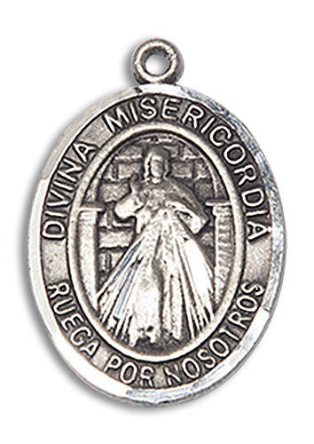 Divina Misericordia Medal - Sterling Silver Oval Pendant 2 Sizes