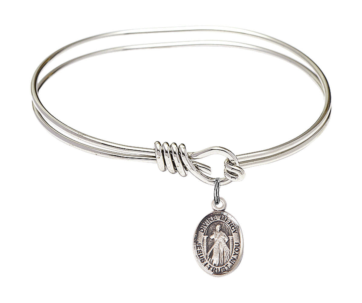 Divine Mercy Eye Hook Bangle Bracelet - Sterling Silver Charm 9366SS