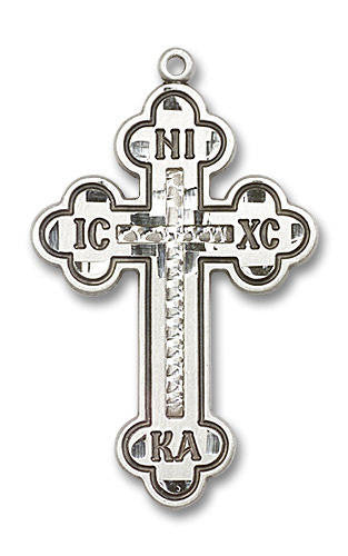 Eastern Orthodox Cross Pendant - Sterling Silver 3 Sizes