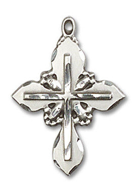 Embellished Cross on Cross Pendant - Sterling Silver 3/4" x 1/2" (6061SS)