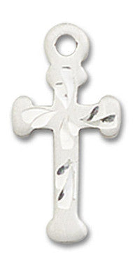 Embellished Cross Pendant Charm - Sterling Silver (2521SS)