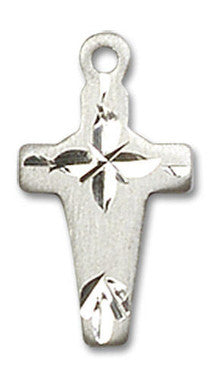 Embellished Cross Pendant - Sterling Silver 5/8" x 1/4" (2527SS)