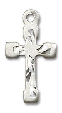 Embellished Cross Pendant - Sterling Silver 5/8" x 3/8" (2519SS)
