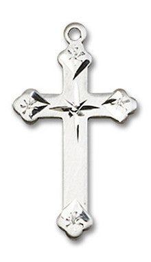 Embellished Cross Pendant - Sterling Silver 7/8" x 1/2" (0667SS)