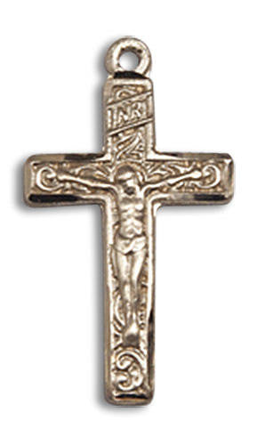 Embellished Crucifix Pendant - 14kt Gold 3/4 x 3/8 0672