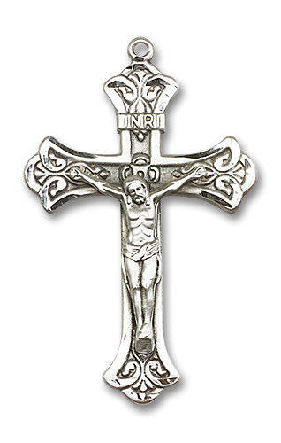 Embellished Crucifix Pendant - Sterling Silver 2 Sizes