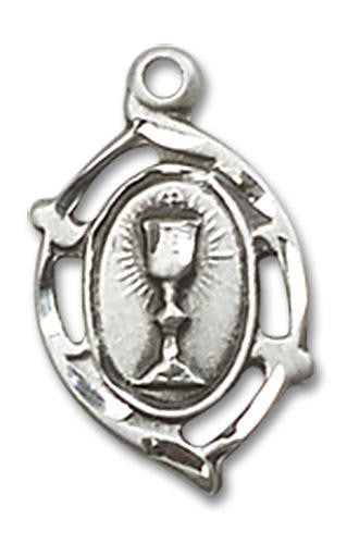 Embellished First Communion Pendant - Sterling Silver 5/8 x 3/8 3019SS