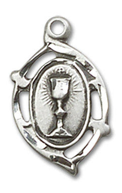 Embellished First Communion Pendant - Sterling Silver 5/8" x 3/8" (3019SS)