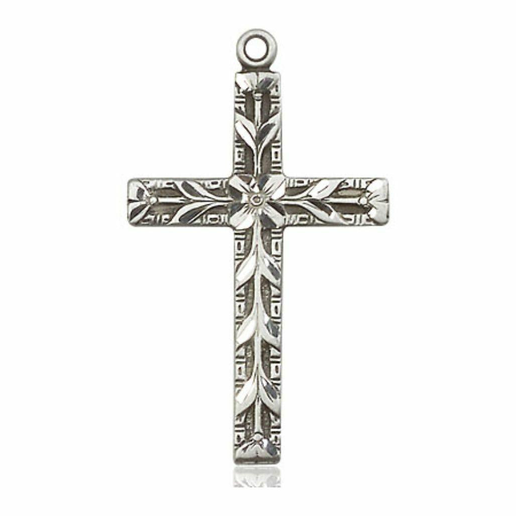 Embellished Large Cross Pendant - Sterling Silver 1 1/4 x 3/4 5921SS