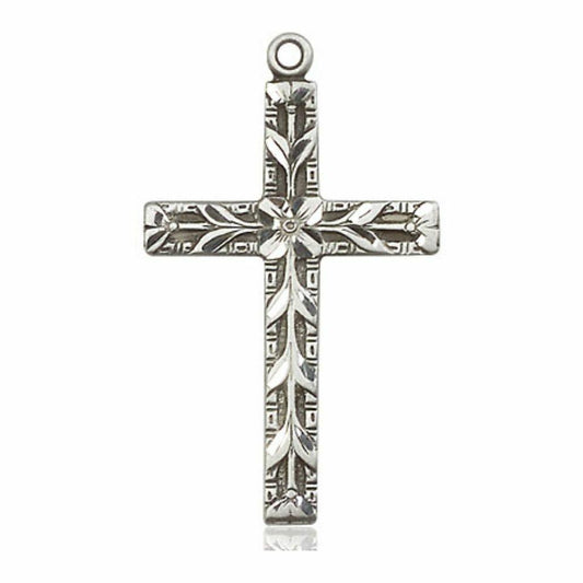 Embellished Large Cross Pendant - Sterling Silver 1 1/4 x 3/4 5921SS