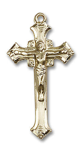 Embellished Large Crucifix Pendant - 14kt Gold 1 1/8 x 5/8 2187