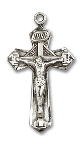 Embellished Large Crucifix Pendant - Sterling Silver 1 1/8 x 5/8 6092SS