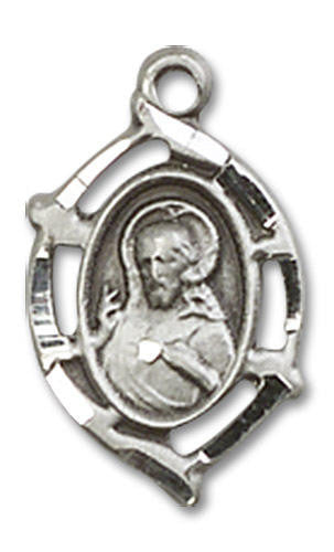 Embellished Scapular Medal - Sterling Silver 5/8 x 3/8 Oval Pendant 4153SS